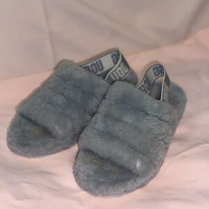 UGG Soft Blue Fluffy Slippers